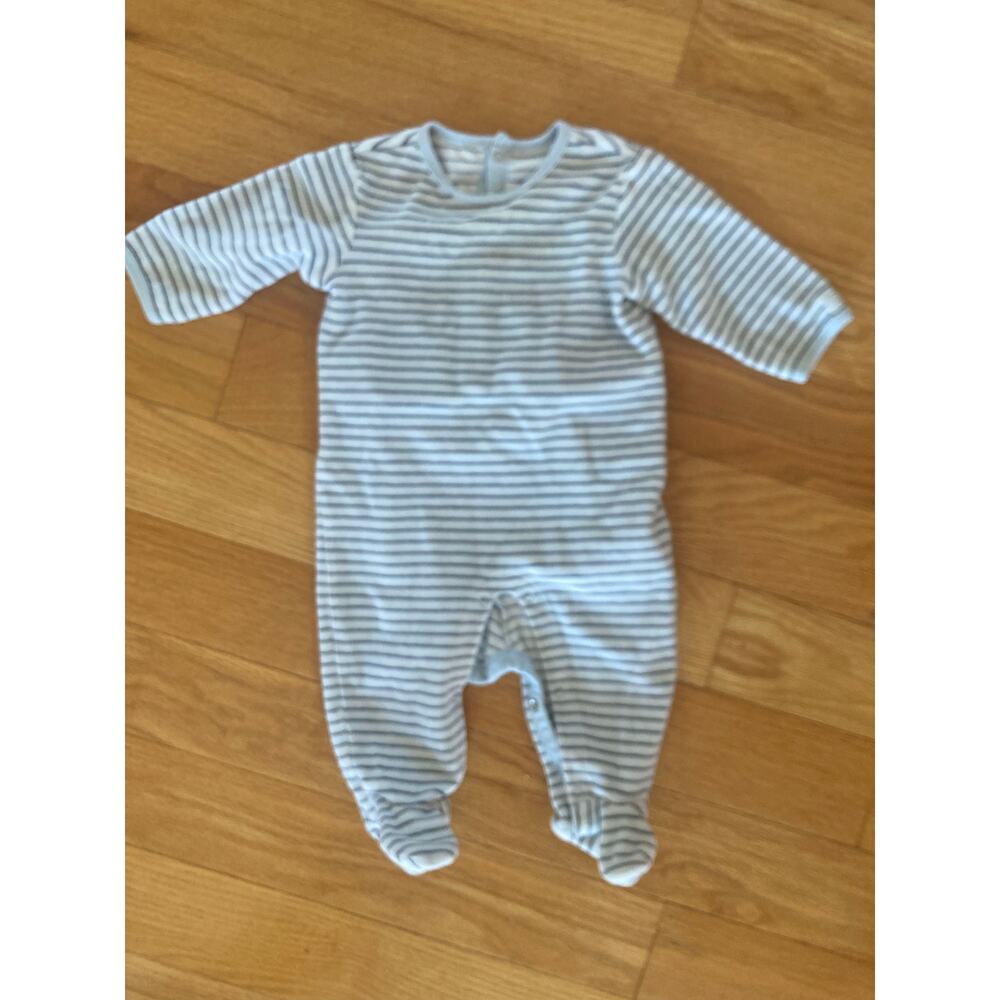 Janie and Jack Striped Brushed Cotton Terry Cloth Onesie Footie Baby Boy 3-6 Mth